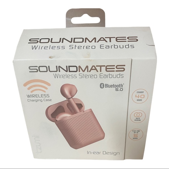 Tzumi Other - Tzumi Soundmates Wireless Studio Earbuds with Wireless Charging Case Rose Pink